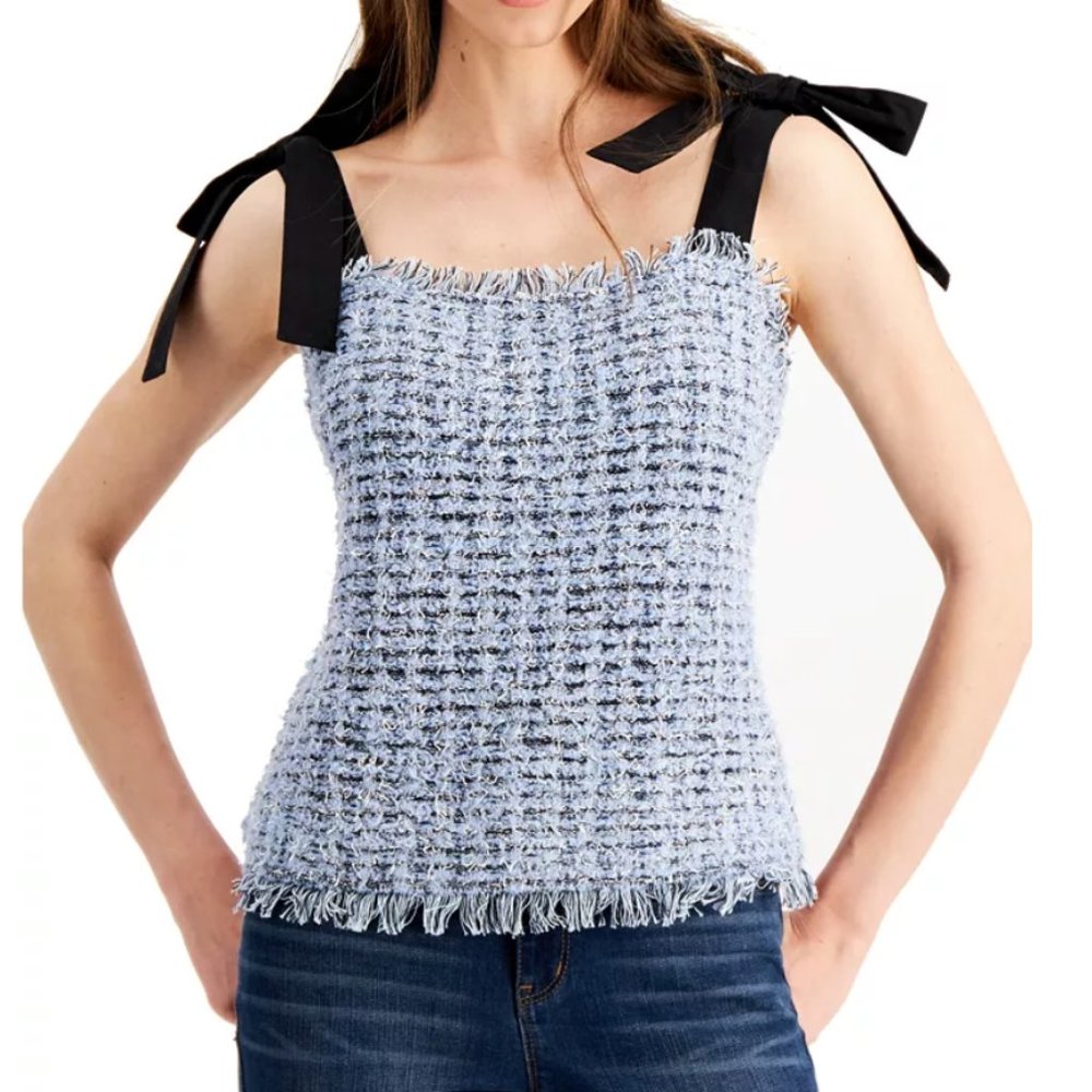 INC Tweed Bow-Strap Tank Top NWT